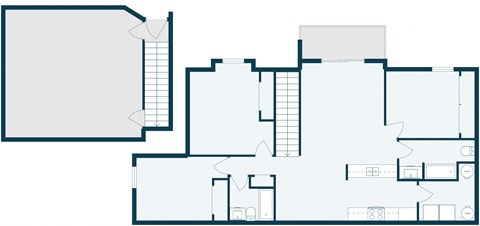 Floor plan for 3 beds, 2 baths, 1305 sqft